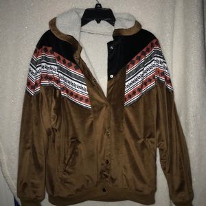 aztec print collared jacket